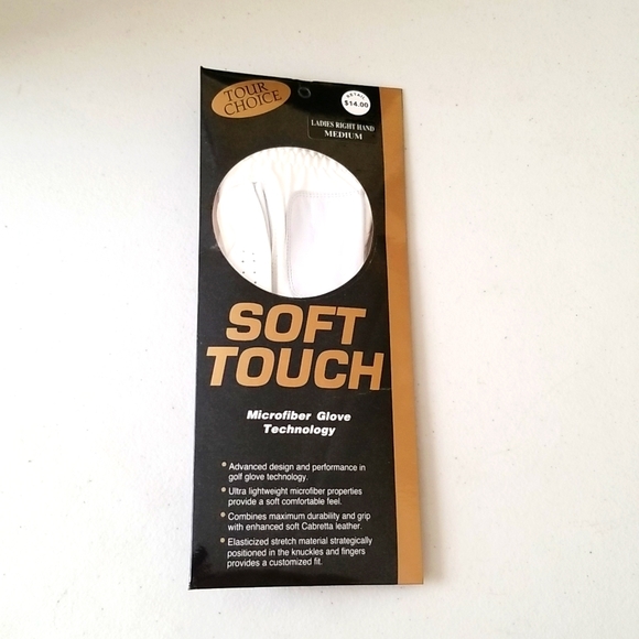 Tour Choice Microfiber Golf Glove Leather Soft Touch Right Hand White Medium New - Picture 2 of 10